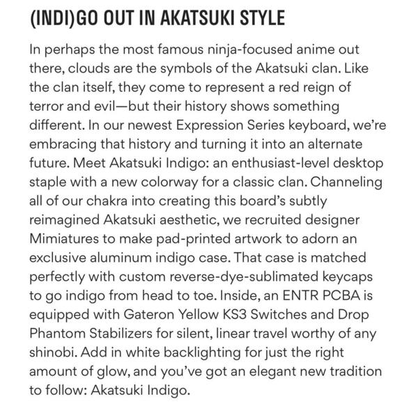 DROP EXPRESSION SERIES AKATSUKI INDIGO KEYBOARD - Picture 13 of 14